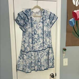 Entro Blue and White Floral Mini Dress